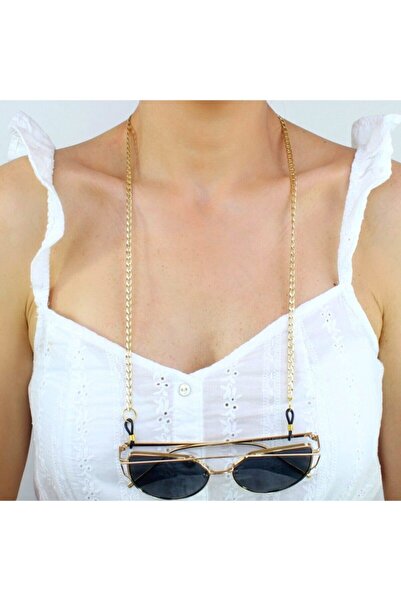 NKIE JEWELS Altın Renk Zincir – Kadın İnce Örgü Gözlük Zinciri – Zirkon Detay...