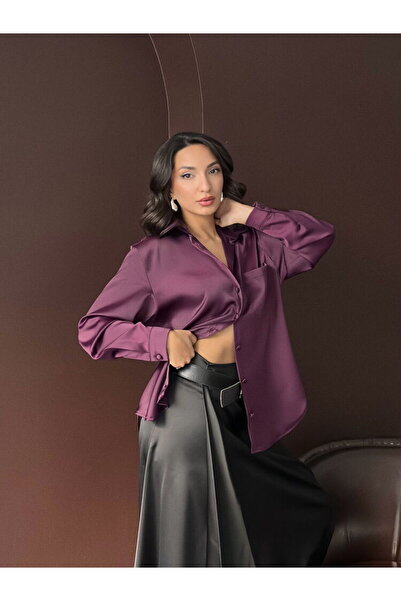 Lady Pixie Satin Shirt with Single Pocket Detail