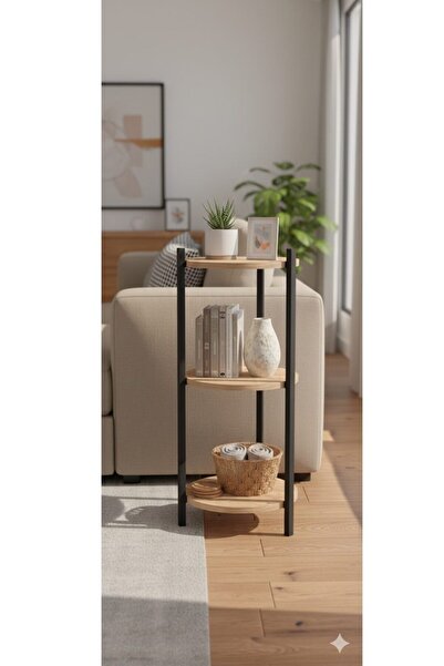 Retodesign 3 RAFLI ÇAM YUVARLAK ÇİÇELİK RAF, ÇOK AMAÇLI RAF 2300