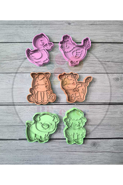 Bi'şeyler Sepeti Farm Animals Cookie Mold - Farm Animals Cookie Cutter - 6 Fi...