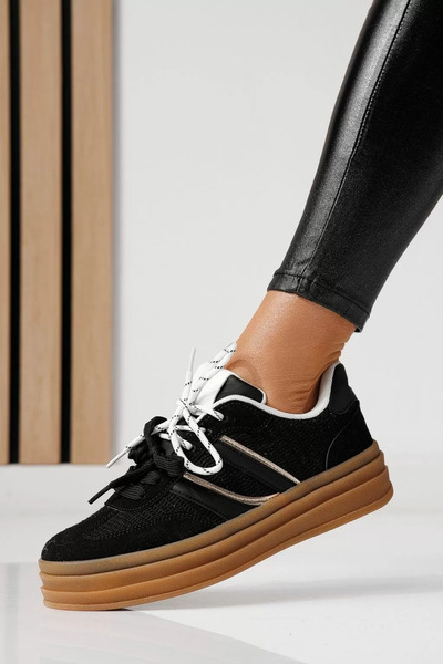 Zaira Γυναικεία μαύρα πάνινα παπούτσια από οικολογικό δέρμα σουέτ Karina #241...