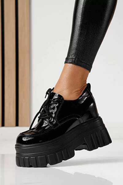 Zaira Women's black casual shoes made of patent leather Larisa #24068 - 37