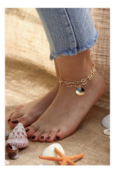 NKIE JEWELS Altın Renk Çelik Kolye – Çift Kadın Dolama Göz Mstz Rengi Zncm – ...