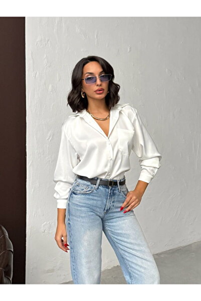 Lady Pixie Satin Shirt with Single Pocket Detail