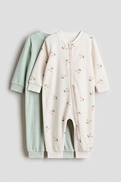 H&M 2-pack fleece zip-up sleepsuits