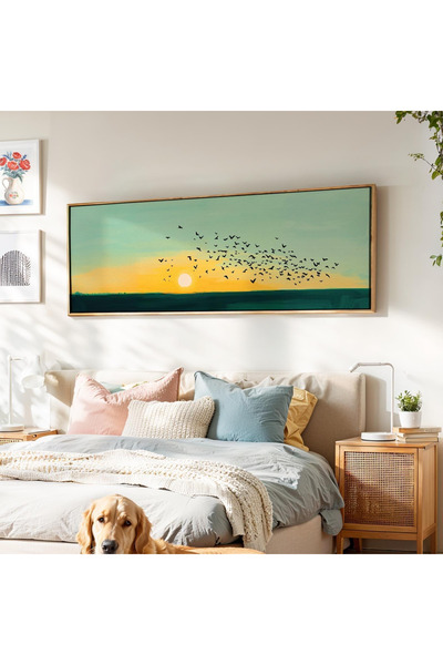 woodhomeworks Tek Parça Gerçek Ahşap Yatay Panorama Çerçeveli Tablo