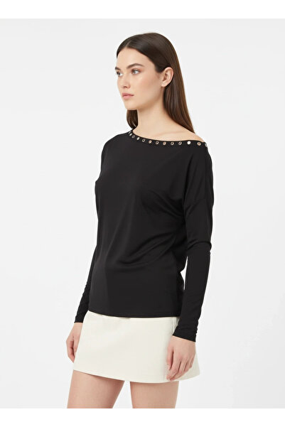 CARLA MARA Women's Boat Neck Bat Sleeve Collar Trocked Lycra Combed Cotton Bl...