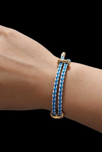 KAYLANIN DÜNYASI Women's Blue and White Braided Adjustable Stylish Bracelet w...