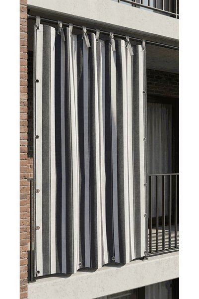 ceylan home 4-Sided Bird-Eye Garden Tarpaulin |   Outdoor Balcony, Garage and Terrace Curtain – Gray White