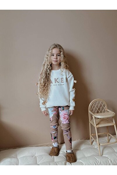 CARLA MARA Girl's Two Thread Li Stretch Fabric St Bottom Tracksuit Set White