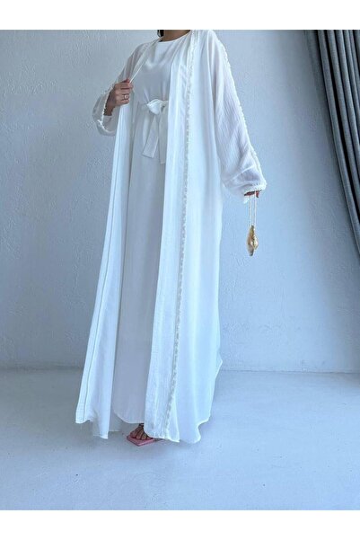 MELEK ARAZ White Adel Abaya Set