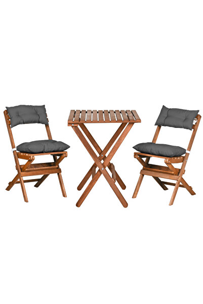 Bysay AHŞAP KATLANIR MİNDERLİ 3 lü BİSTRO SET MUTFAK BALKON BAHÇE MASA SANDAL...