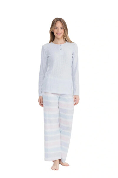 U.S. Polo Assn. 17096 Costum de pijama cu mânecă lungă, gri pentru damă