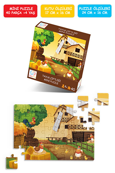 Çılgın Zeka Tavuk Çiftliği Mini Puzzle 40 Parça 3 4 yaş çocuk puzzle ve yapbo...