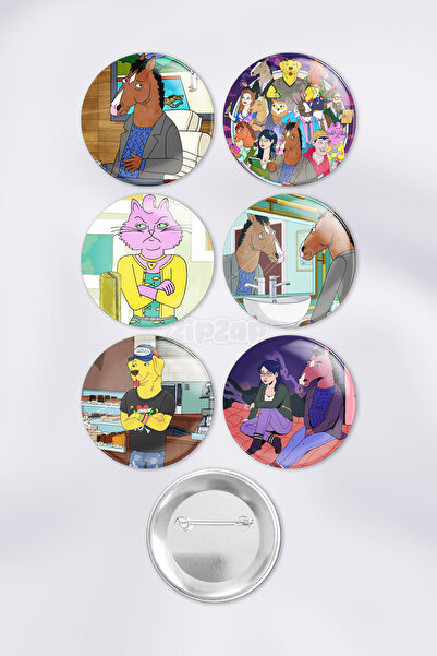 ZipZap مجموعة شارات زينة لحقيبة بوجاك هورسمان مع دبابيس وأزرار (6 قطع)