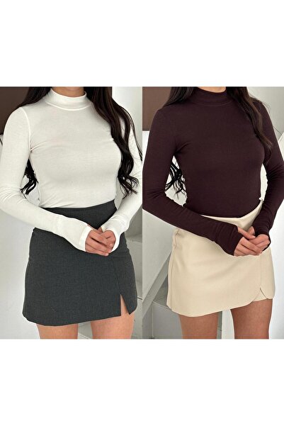 Makarina Women's Modal Fabric Finger-Through Bluz Bady