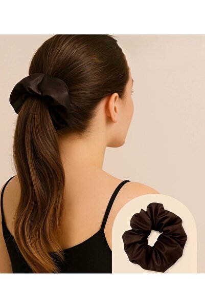 calinahome Bitter Brown Cotton-Satin Elastic Hair Tie