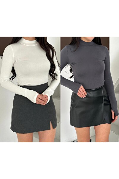 Makarina Women's Modal Fabric Finger-Through Bluz Bady