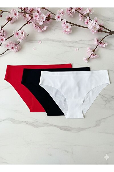 MEOW Women's 3-Piece Seamless Laser Cut Non-Marking Lycra Bikini Slip Panties