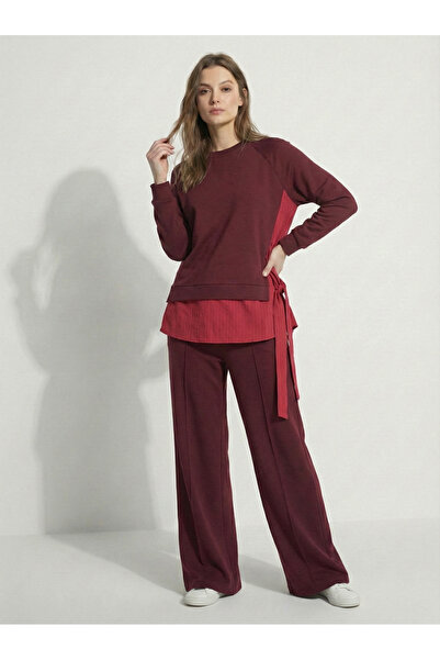 NEW JOURNAL Γυναικείο μπορντό Με δέσιμο στο πλάι Ριγέ πουκάμισο με λεπτομέρει...