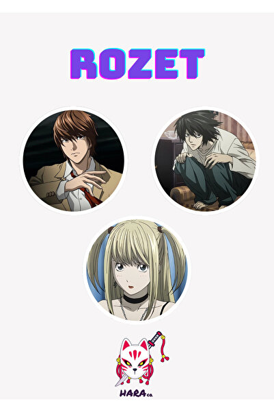 Hara Company Death Note Animesi L , Light ve Misa Anime Rozet Seti 3’lü