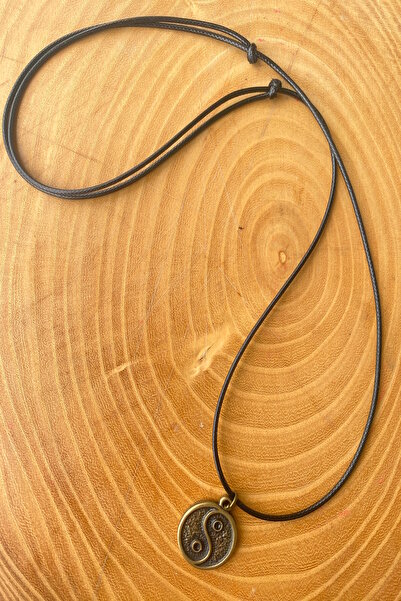 Shepidi Ying Yang Bohemian Style Brown Faux Leather Necklace