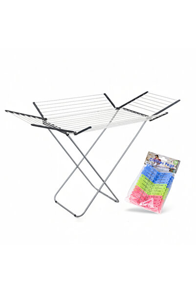 Cuisine Art 25M Aluminium Cloth Dryer with Iron Legs - Black & 48 Plastic Peg...