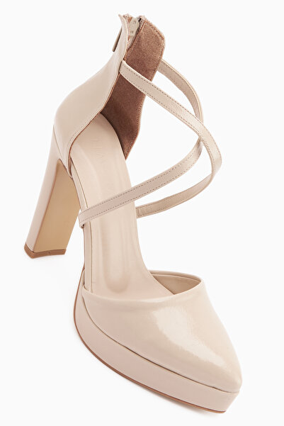 Limoya Pantofi de damă cu toc cu platformă cu curea Naomi bej