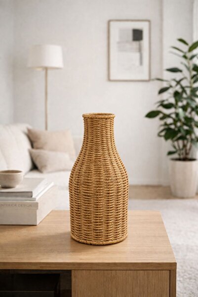 YzHome Hasır Rattan Dekoratif Vazo Aksesuar Çiçek Vazosu 30*14cm
