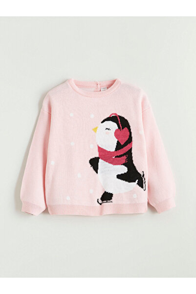LC Waikiki Özmarka New Season Penguin Patterned Girls' Knit Sweater
