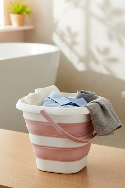 Snippy Accord - Kare Silikon Katlanabilir Çamaşır Sepeti - Akordiyon Katlanır...