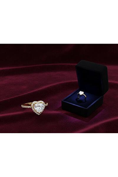 La Clarte Gold Color Heart Ring - in a Lighted Box