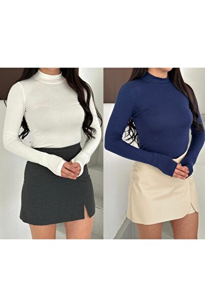 Makarina Women's Modal Fabric Finger-Through Bluz Bady