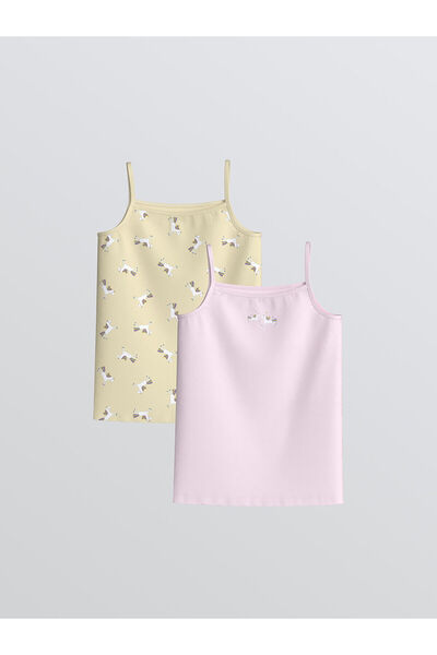 LC Waikiki قميص داخلي من القطن الممشط للفتيات ذو ياقة مربعة باللون الأصفر، قط...