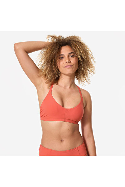 Decathlon Nabaiji Kadın Sporcu Kesim Yuvarlak Yaka Bikini Üstü - Turuncu - LI...