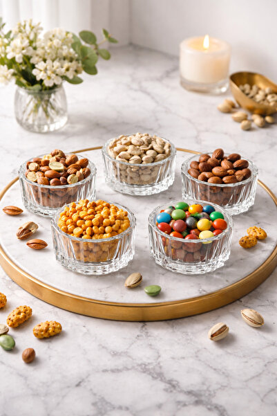 YzHome وعاء زجاجي كريستالي مكون من 6 قطع لتقديم الوجبات الخفيفة