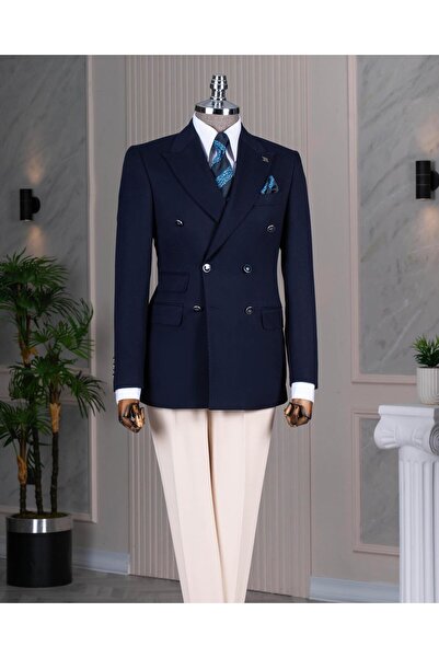 TerziAdemAltun Italian Style S Slim Fit K Double-Breasted Pointed Collar Men'...