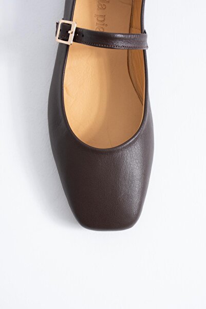 Moda Pie Blumest Balerina plată din piele naturală pentru femei, piele maro