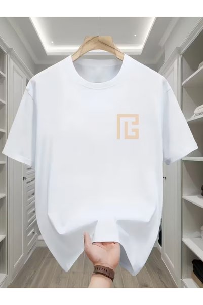 gencerco Unisex Geometric Printed Basic Crew Neck Regular T-Shirt