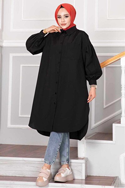EBRUTESETTÜR Oval Cut Hijab Shirt Tunic Black