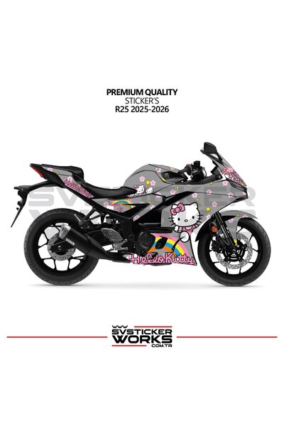 ARONA YAMAHA R25 Hello Kitty Kaplama Sticker Motor Kaplama Modeli Hazır Kit 2...