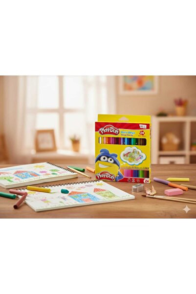Play Doh PLAY-DOH 24 RENKLİ KURU BOYA SETİ CANLI RENKLER ERGONOMİK TUTUŞ