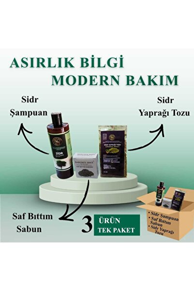 Sabuncu Hacı Es-Sidre Original Arabia Sidr Set of 3 Natural Shampoo. Pure Bit...