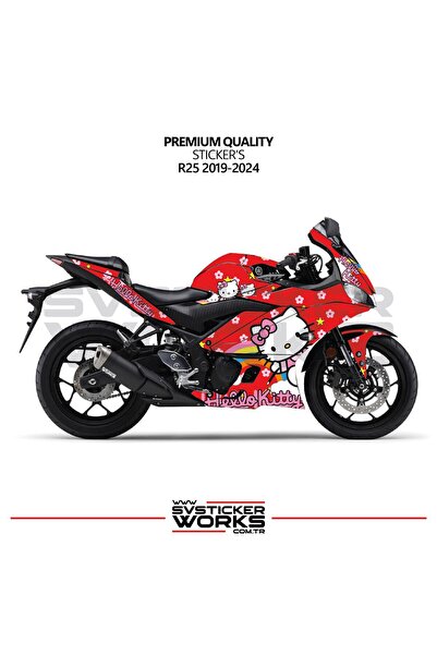 ARONA YAMAHA R25 Hello Kitty Kaplama Sticker Motor Kaplama Modeli Hazır Kit 2...