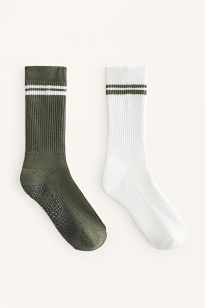 Oysho 2 çift klasik yoga ve pilates pamuklu karışım çorap