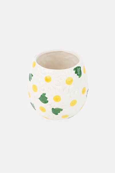 Bombay Ceramic Floral Print Sunflower Planter, Multicolor