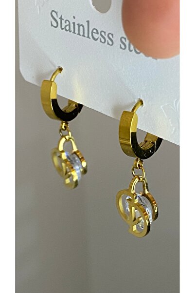 SELUVİA أقراط نسائية من الفولاذ والكريستال باللون الذهبي CD |   فولاذ مقاوم ل...