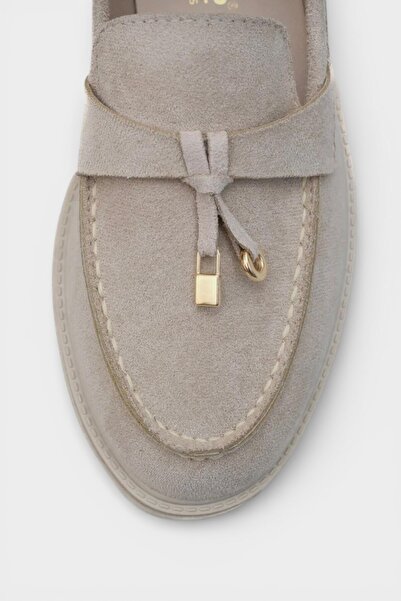 Pazzyonez Дамски бежови кремави суедни обувки тип оксфорд с къс ток и калвани...