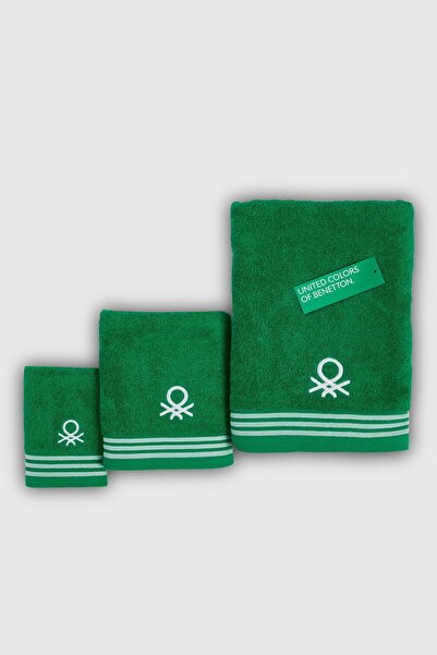Benetton Home Banyo Havlu El Yüz Vücut Yeşil %100 Pamuk 3 Lü Set 70x140 cm 50...