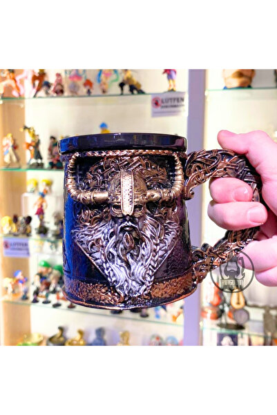 FG KONNİCHİWA Viking Horned and Viking Models Mug Hand Painted Ceramic & Poly...